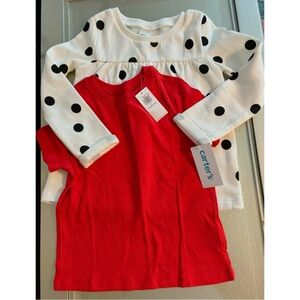 NEW pokadot sweatshirt & red shirt bundle ❤️🖤